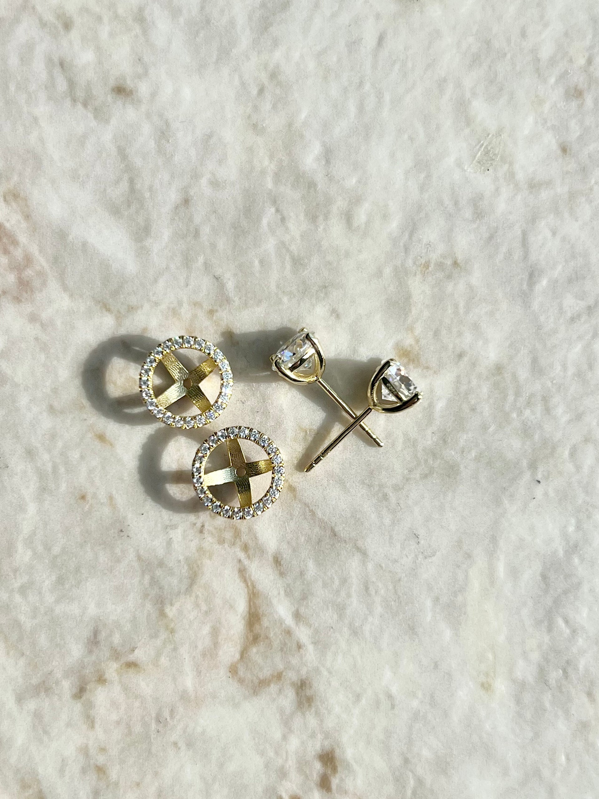 Round Halo earrings《1.0ct》-2way- – Perle Bijoux